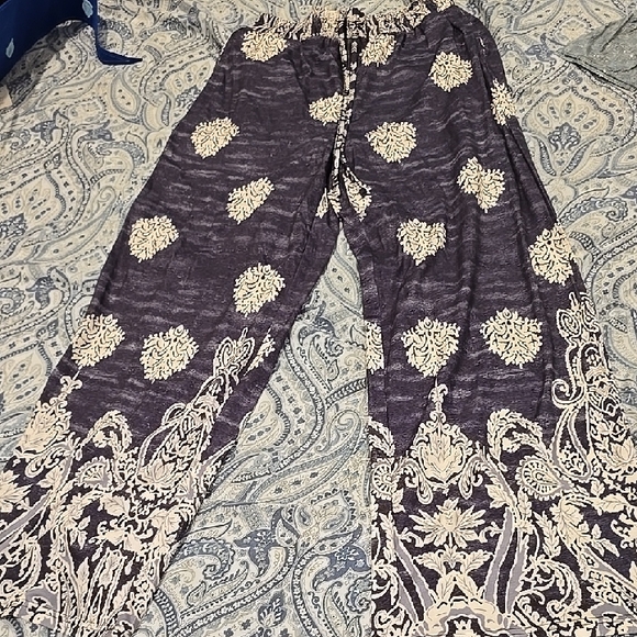 Amazon Pants - Amazon Women's Wide Leg Pants - Purple and Cream